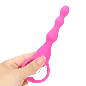 IKOKY Vibrating Anal Plug Prostate Massage Soft Anal Beads Vibrator Sex Toys for Couples Gay Butt Plug Silicone Adult Products 3