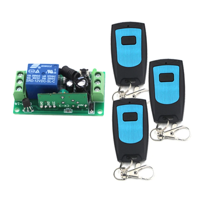 

DC12V 1CH wireless remote control switch Receiver card With 3 Transmitters ON OFF Switch 315/433MHZ 4102