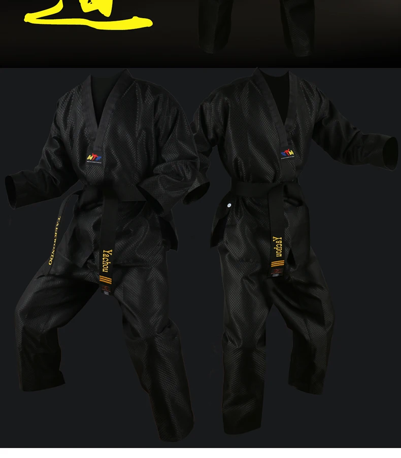 preto taekwondo uniforme dobok wtf algodão tae