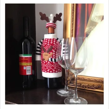 

Christmas decoration 2pcs/set christmas deer win bottle cover tableware set festival decoration christmas supplies