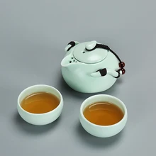 Китайский дорожный чайный набор кунг-фу, керамический портативный чайный горшок, фарфоровый чайный сервиз Gaiwan, чайный горшок с чашкой из 2 предметов