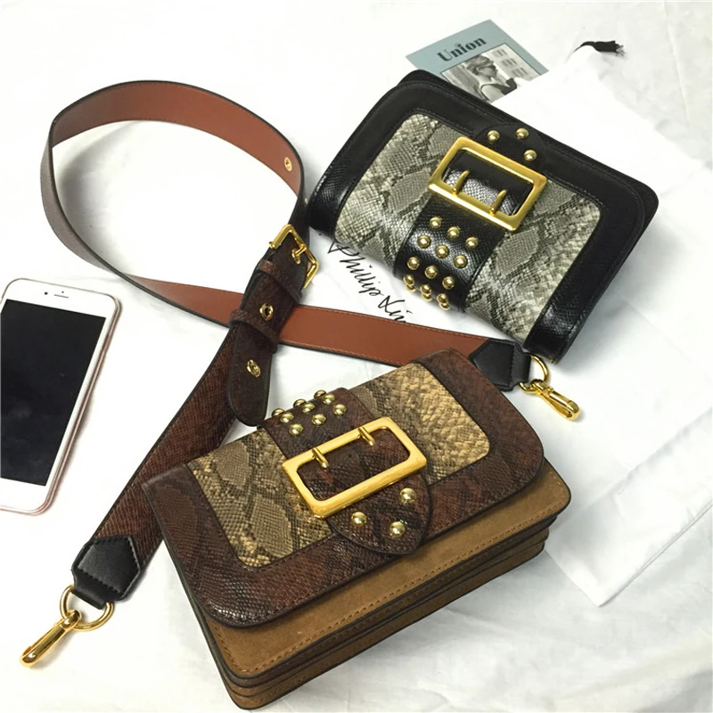 

2019 New Brand Women Bag Genuine Cow Leather Shoulder Bag Female Snake Crossbody Bag Luxury Women's Messenger Bag For Girls 282