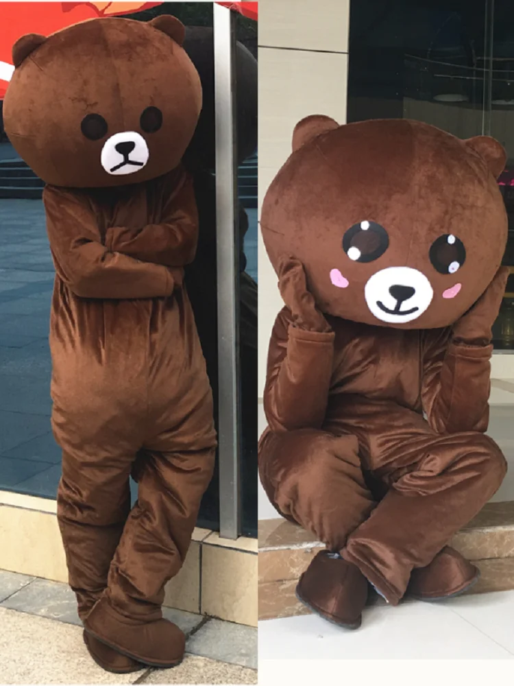 

Halloween Cartoon Character Brown Bear Mascot Costume Suit Birthday Anime Cosplay Party Game Adult Festivel Day Wedding Dress