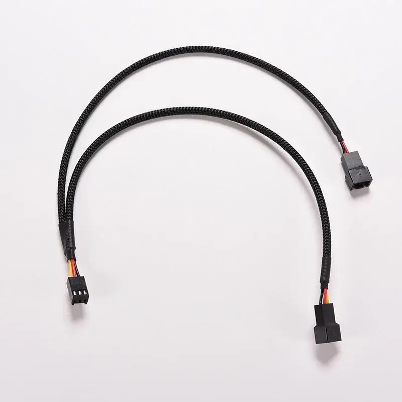 3 Pin Female Y-Splitter Dual Male Power Sleeved Cable Computer Case Fan HEP