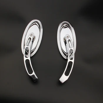 

Pair Universal Motorcycle Alloy Oval Rearview Side Mirrors Motorbike Rear View accessories CHROME For Harley Dyna Wide Glide