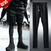 Мужские Эластичные полиуретановые леггинсы на молнии мужские штаны из искусственной кожи обтягивающие брюки костюмы певицы