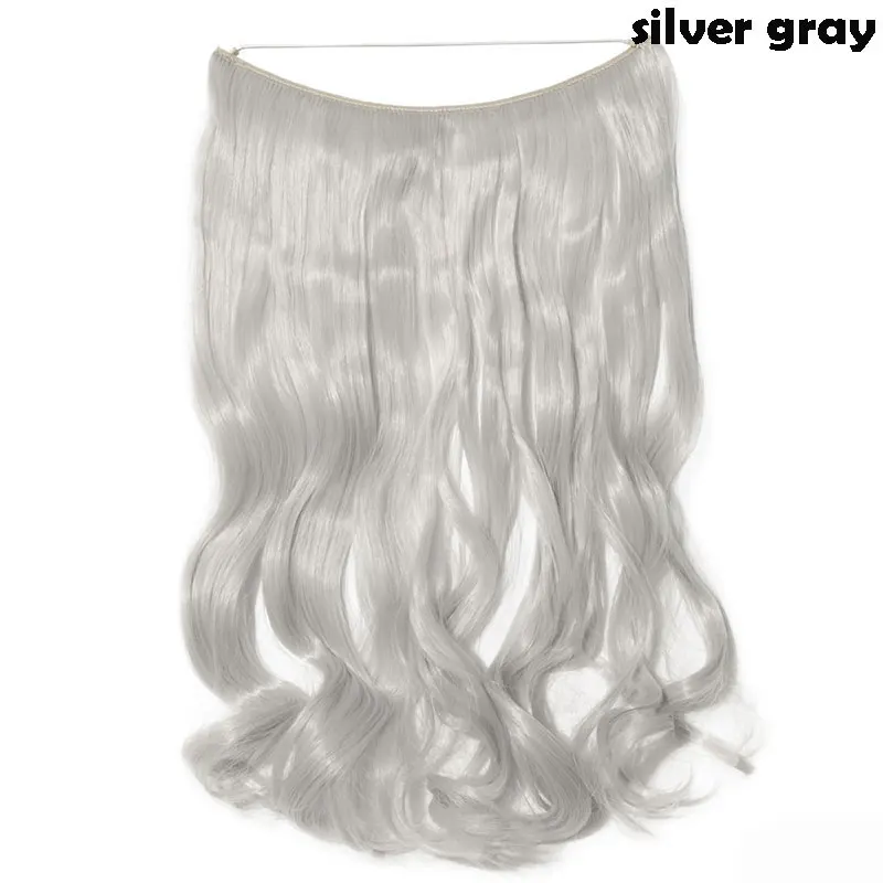silvery grey SNOILITE 20 дюймов Длинные Синтетические волосы термостойкие шиньоны рыбья линия волнистые волосы для наращивания секретные невидимые шиньоны - Цвет: silvery grey