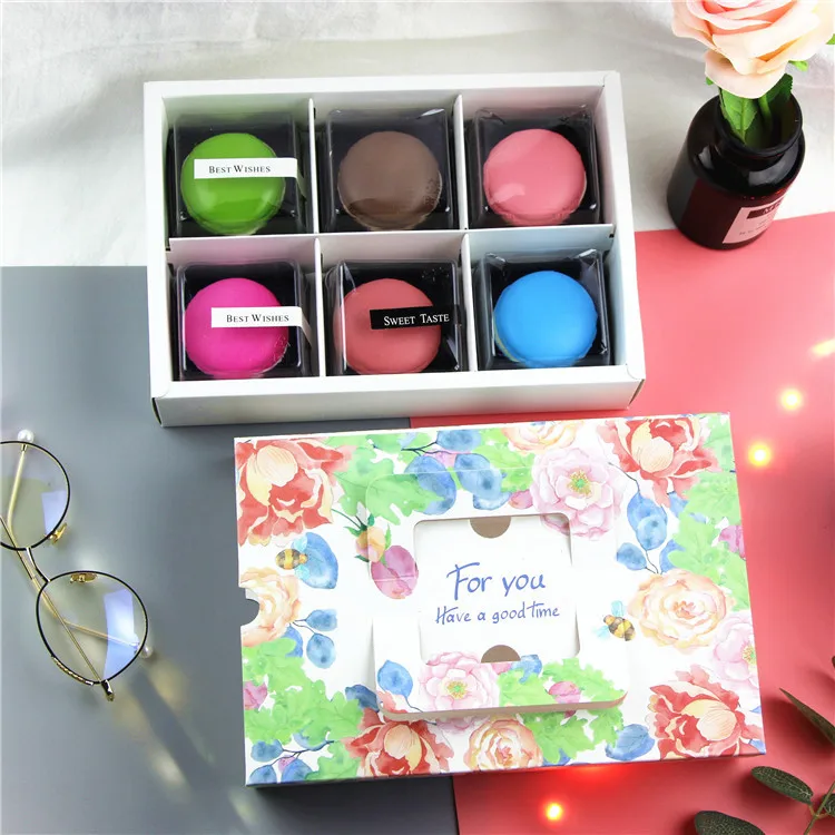

10pcs Macaron box with transparent window dessert macarons pastry packaging boxes Cookie Macaron Box Wedding Gift Box