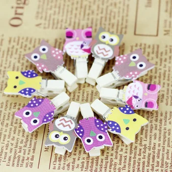 

10 Pcs/lot Kawaii Owl Wooden Clip Photo Paper Craft DIY Clips For Decoration