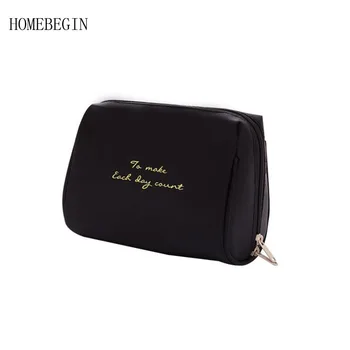 

HOMEBEGIN New Women Neceser Make Up Bag Case Organizer Travel Organizer Toiletry Bag Cosmetic Bag Nylon Zipper Pouch Washing Bag
