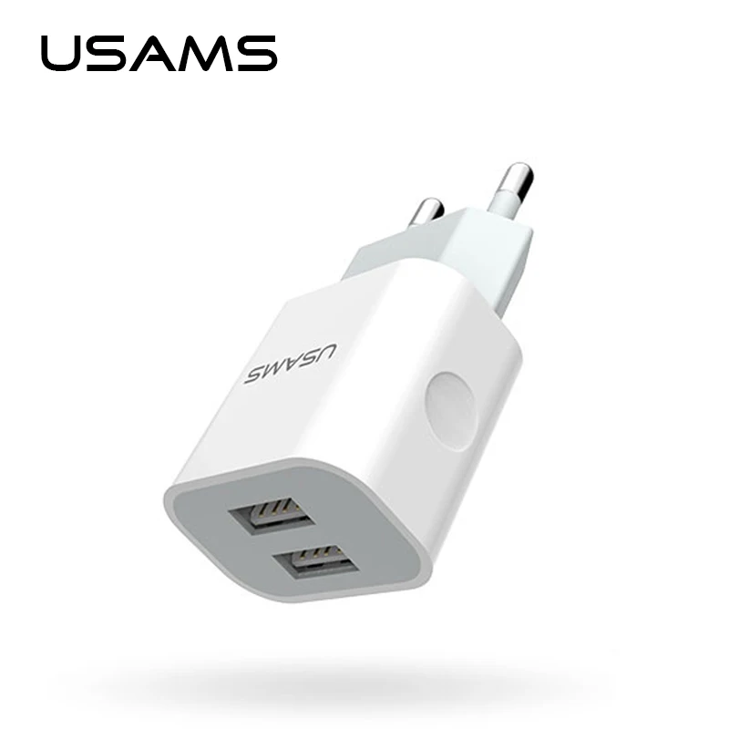 USAMS 2 порта USB зарядное устройство 5V 2.4A полностью стандарт ЕС/Великобритании