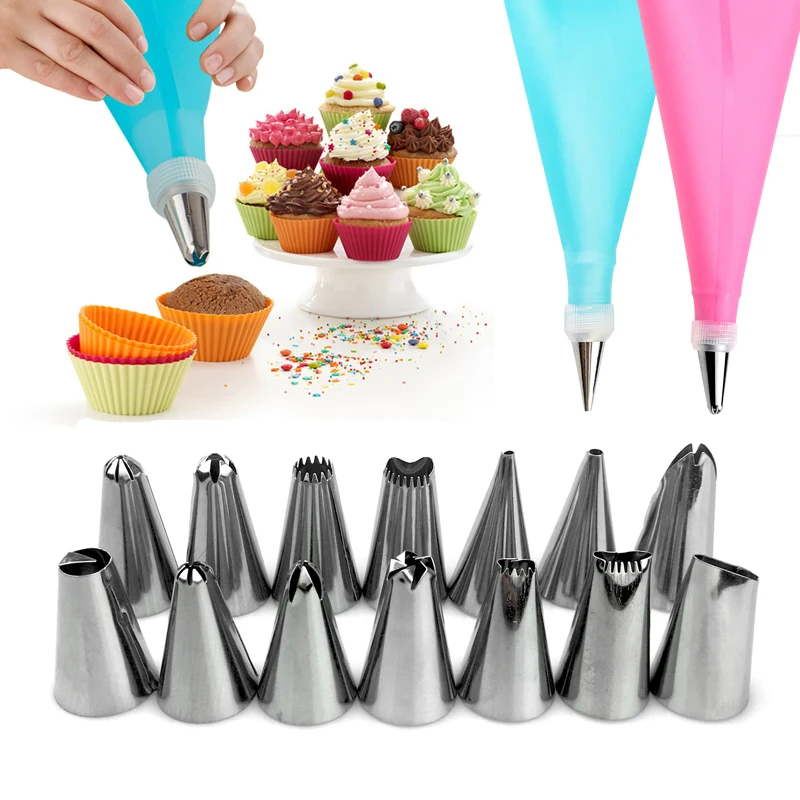 16PCS Nozzles for Confectionery Bag Cake Icing Decorating Tools Confectionery Nozzles Cream Nozzles Reusable Pastry Bag (8)