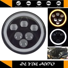 7 светодио дный светодиодные фары с ангельскими глазками В 12 В 24 светодио дный фары с высоким низким пучком используется для джип фар