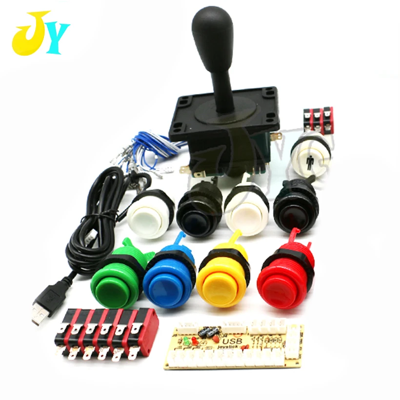 

One Player Happ Arcade Joystick DIY Kit For Jamma Mame Zero Delay USB Encoder 4/8 Way Stick 28MM Push Buttons Cable W