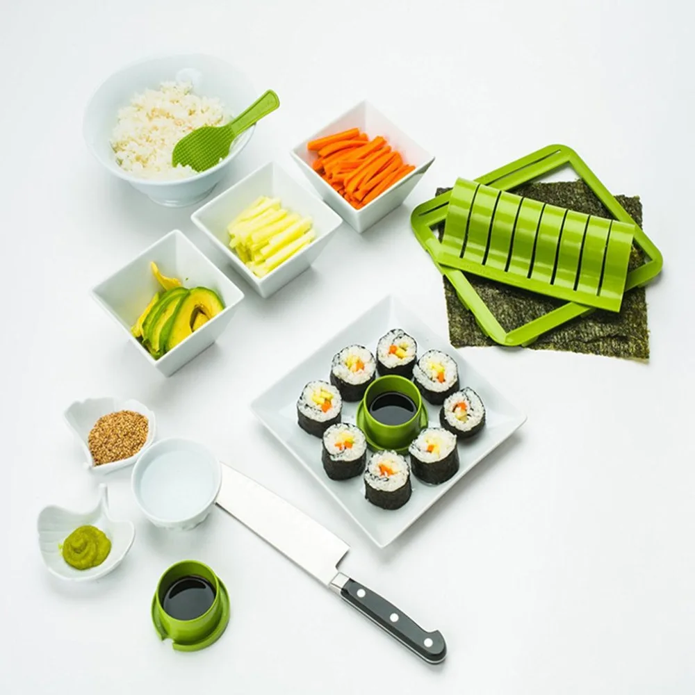 

Super Easy Sushi Making Kit DIY Sushi Maker Tools Machine Set Rice Roller Mold Roller Cutter Kitchen Accessories
