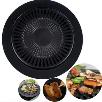 

Non-Stick Metal BBQ Pan Portable Outdoor Barbecue Pan Smokeless Indoor Barbecue Grill