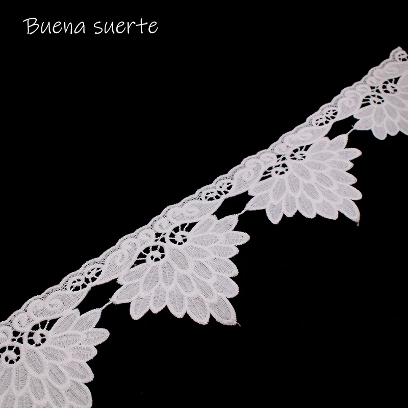 Buena Suerte высокое качество Новинка белая цветок лотоса кружевная лента с вышивкой ткань сшить DIY аксессуары ручной работы 10 см TM120