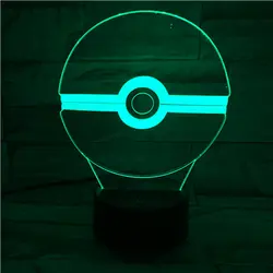 Pokemon Go мяч детский ночник светодиодный Usb Touch Сенсор Цвет изменение атмосфера спальни акриловая настольная лампа прикроватная лампа-шар