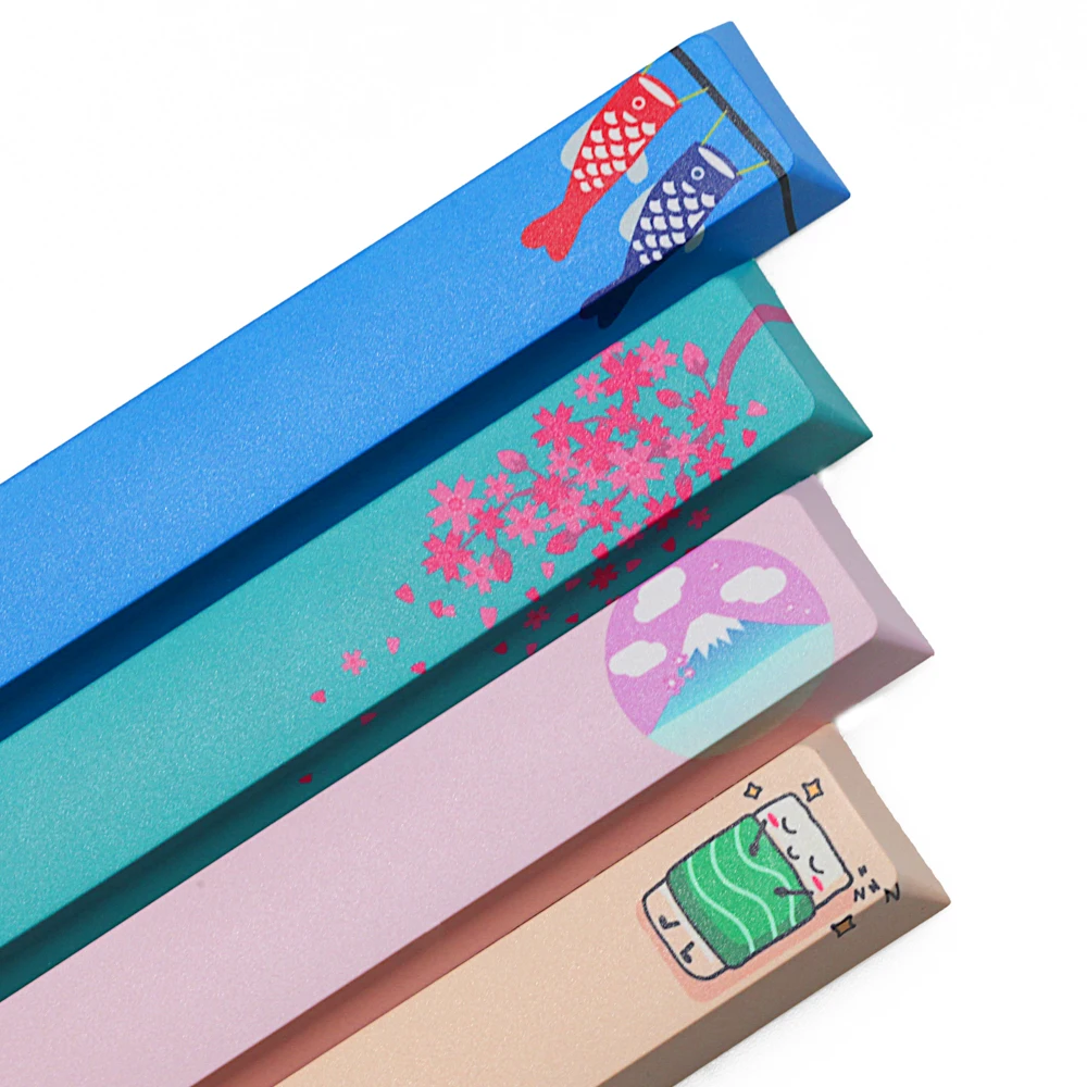 Novelty allover dye subbed Keycap spacebar pbt custom mechanical keyboard Japan Japanese Sakura carp flags mount fuji sushi