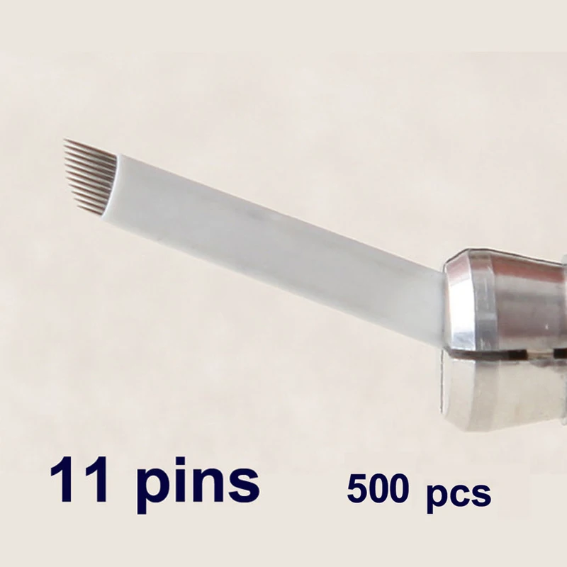 500pcs Permanent makeup needle blades 11 pins white needle blade