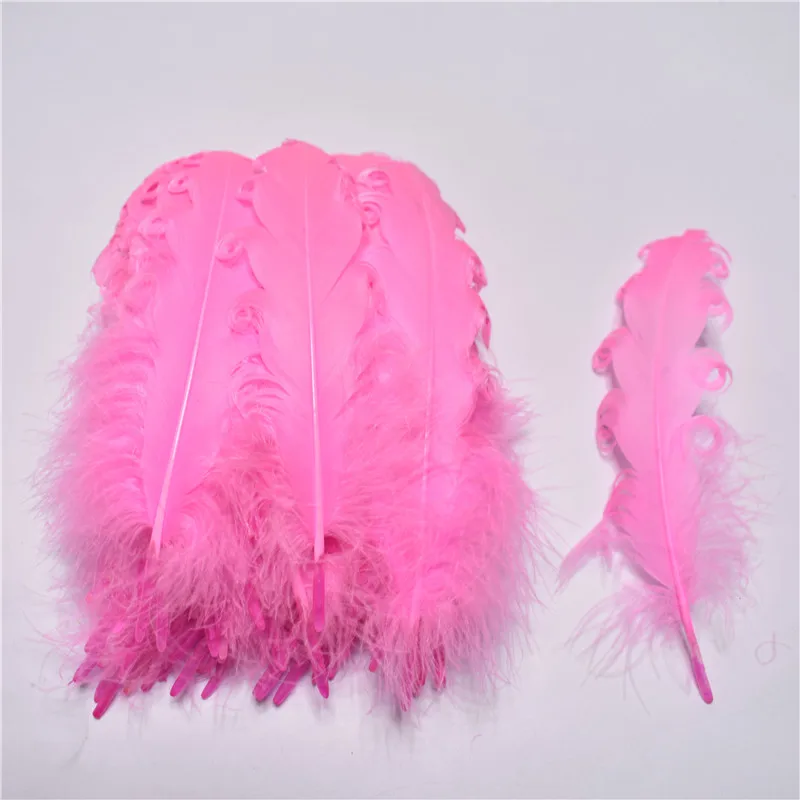 Армейское зеленое завитое гусиное перо 100 шт 13-18 см DIY декоративные перья для рукоделия костюмы на Хэллоуин/шляпа декоративные плащи - Цвет: Pink