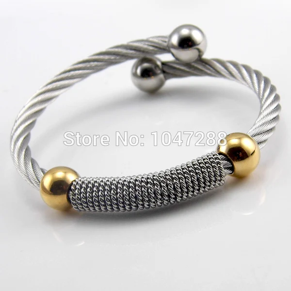 New Hot Sell Fashion Women Stainless Steel Jewelry Elastic Wire Bracelets Bangles 5