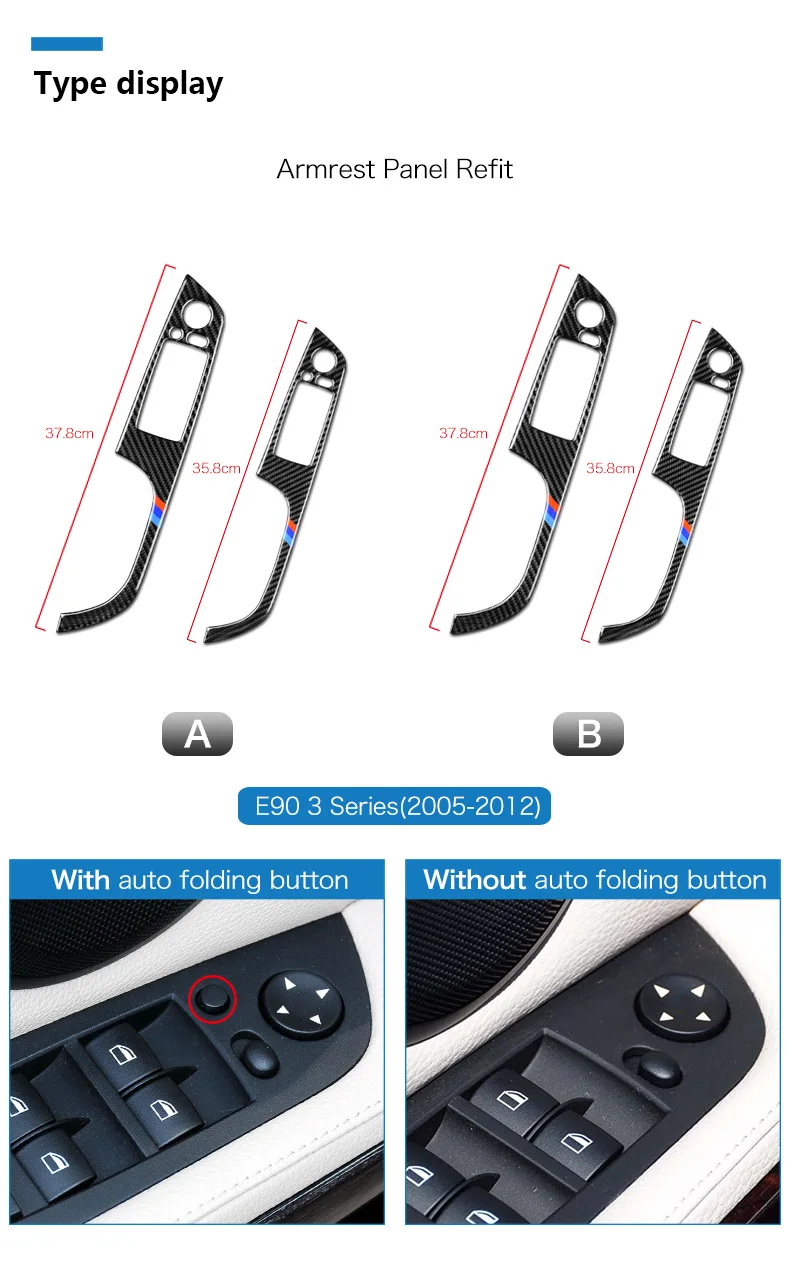 BMW 3 Series E90 E93 Accessories LHD Car Interior Carbon Fiber Door Window Switch Panel Cover Trim Car Styling (2)