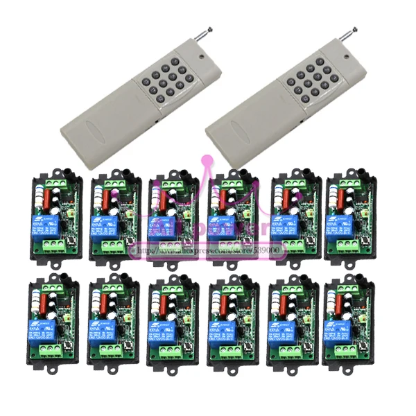 

AC220V 1CH 315/433 MHz RF Wireless Radio Switch Remote Switch 220v Learning Code 2Controller&12Receiver