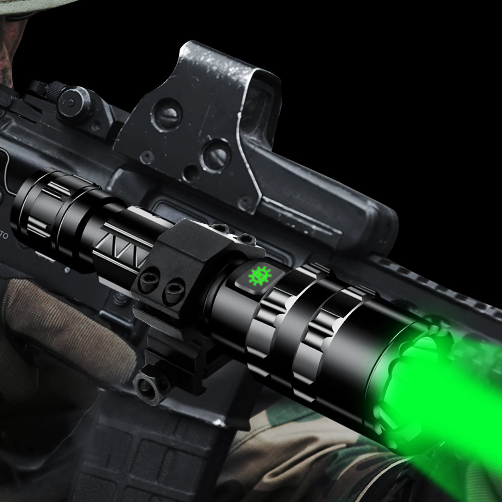 US $10.19 Hunting Flashlight Red Green Scout Light 1 Mode Professional Tactical LED Flashlight USB 18650 Waterproof Night For Hog Coyote