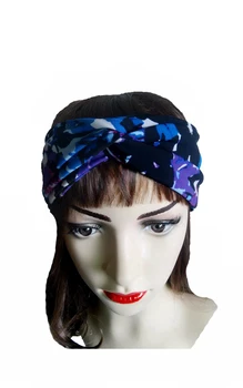 

T175124 fashion 100% cotton sea print headband headband hair Twist Elastic Turban Headband for women hair accessories