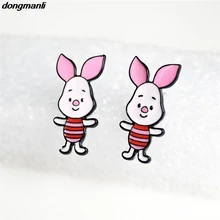 WS0987 dongmanli милая розовая свинка мультфильм Экспрессия женские серьги-гвоздики подарок модные ювелирные аксессуары