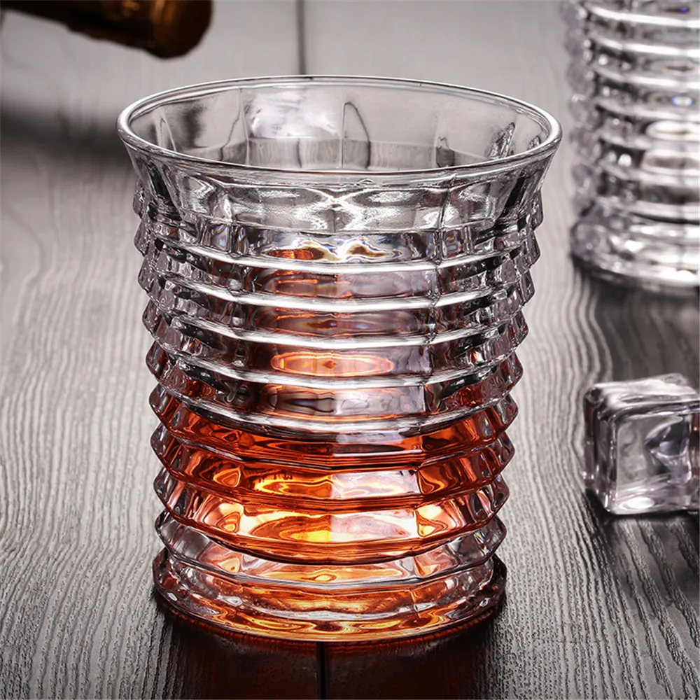 Striped Whisky Glass Thicken Lead-Free Ultra Clear Like Crystal Wine Beer Brandy Drinking for Lovers Home Bar Party Wedding | Дом и сад