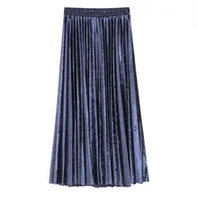 Новое поступление, бархатная юбка со стразами, винтажная плиссированная юбка, 6 цветов, Faldas Largas Elegantes, одежда