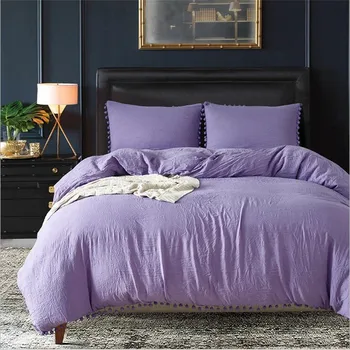 

Bedding set Queen size edredom casal Soft Washed cotton Hot sale Pink Whilt Blue Double Duvet Cover Roupas de cama King XHS0081