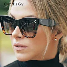 New Arrival Women Brand Designer Leopard Top Quality Cateye Sunglasses Lady Flat Lens Fashion Sun Glasses