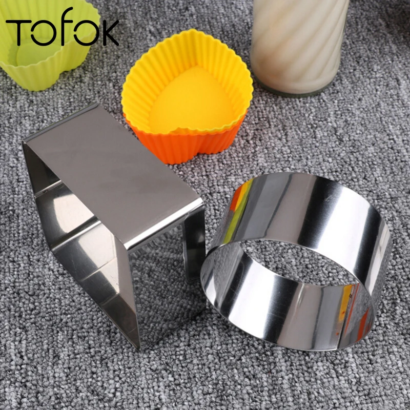 

Tofok Stainless Steel Cake Ring DIY Baking Tools 3D Cake Mold Circle Mousse Cutter Layer Slicer Pastry Decor Durable Bakeware