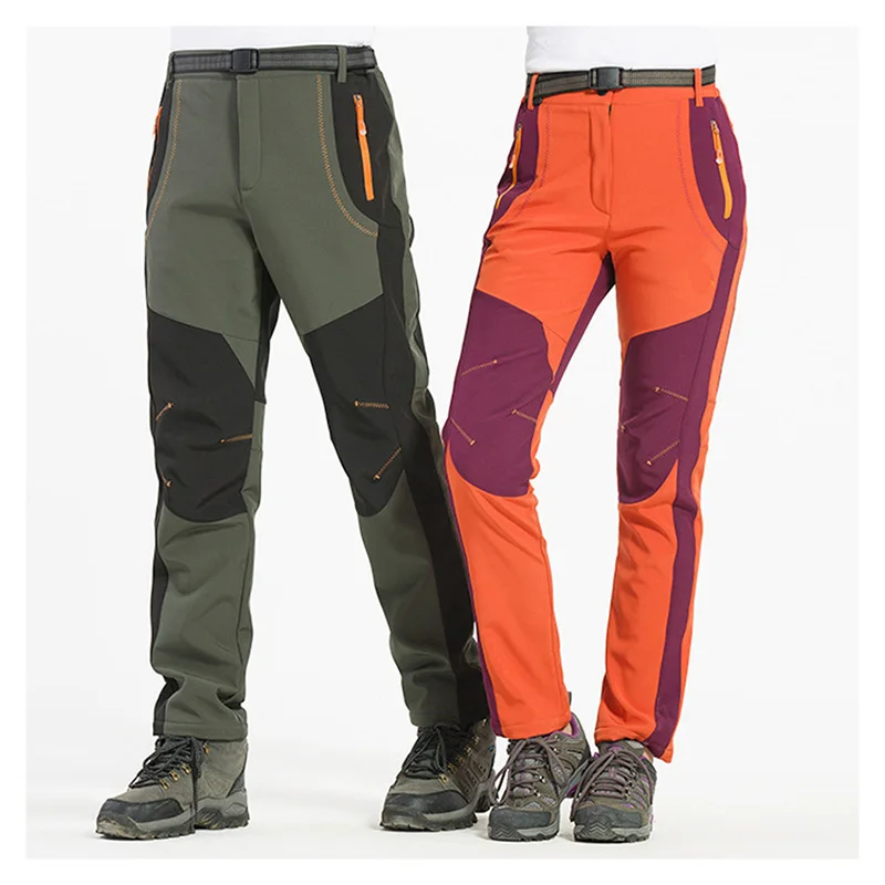 Outdoor Men Women Hiking Pants Waterproof Softshell Trousers Winter