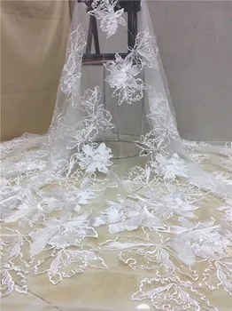 

Latest design African lace fabric high quality 2019 Nigerian wedding lace tulle mesh lace fabric for party dress white (XZS-4-19