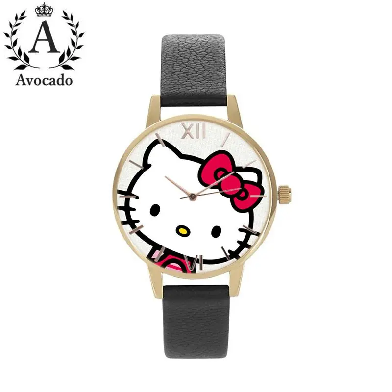 

Avocado New Hot Sale Low Price Fashion Girls Cute Cartoon Watch Hello Kitty Watches Women Children Kids Quartz Watch