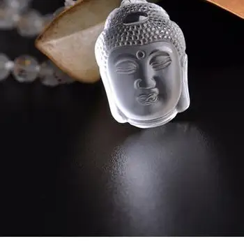 

Natural Jewelry white crystal Amitabha men and women Buddha head pendant necklace