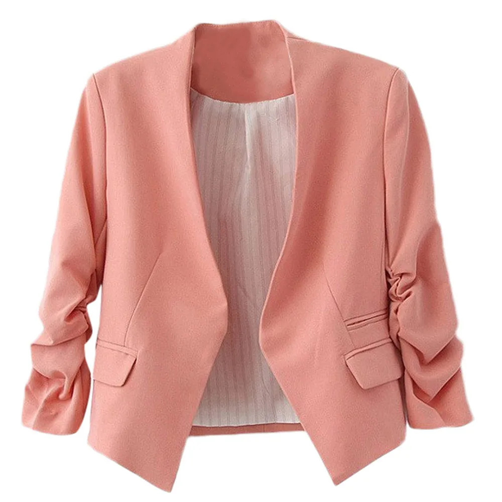 Best Selling Fashion Women High Quality OL Style Nine Quarter Puff Sleeve  Elegant Slim Suit Coat Wholesale Size S-XL