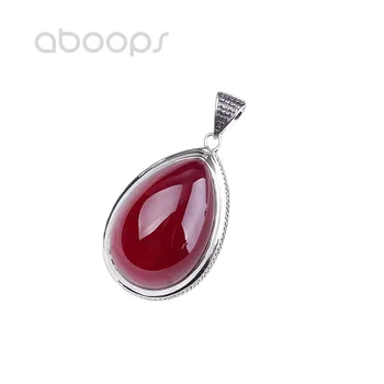 

Vintage 925 Sterling Silver Waterdrop Red Stone Pendant for Women Girls Free Shipping