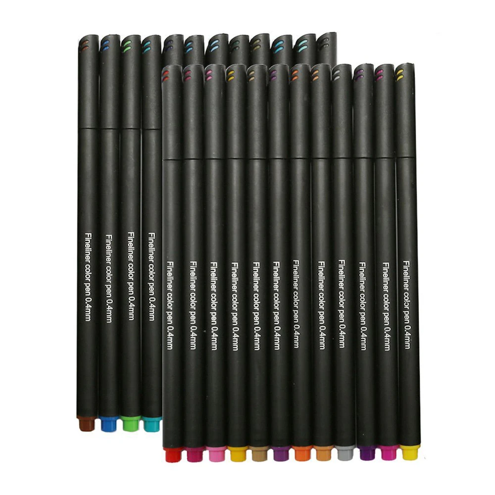 24 Color No Bleed Through Pens Markers Set 0.4 mm Fine Line Colored Sketch Pen