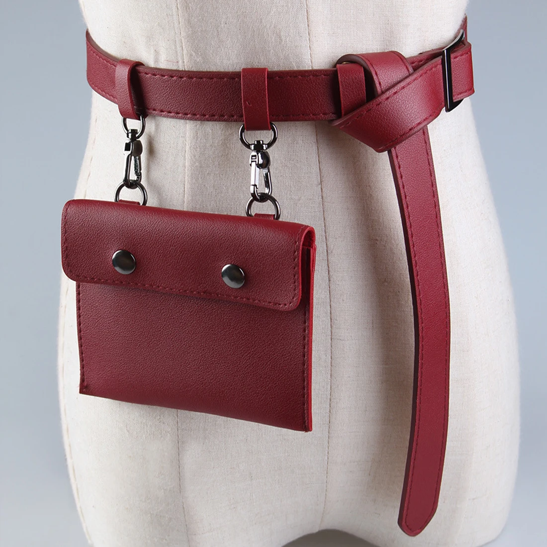 Новинка, модная Женская поясная сумка из искусственной кожи, поясная сумка для женщин, женская Портативная сумка, Женская поясная сумка - Цвет: Красный