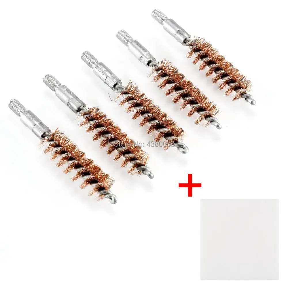 

Pack of 5 Bronze Bristle Bore Cleaning Short Brush .357 cal 8x32 Thread with 50 Patches - JWSZ18ZH1