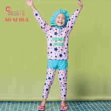 AONIHUA/Новинка года, 3 предмета, купальный костюм с длинными рукавами и принтом звезд для девочек, детский Быстросохнущий купальник, детский купальный костюм