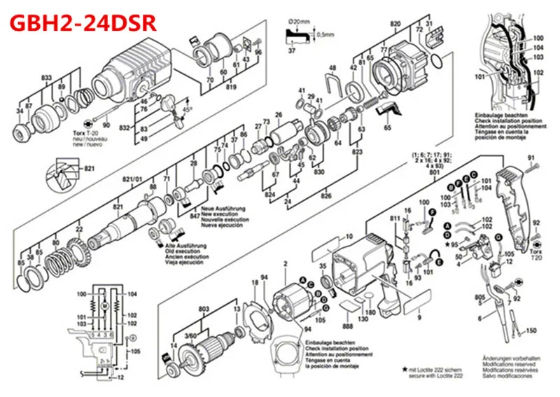 Рукав SDS-PLUS 1616490061 Замена для BOSCH PBH220RE GBH2-24DS GBH2-24DSR GBH2-24DSE 11218EVS GAH500DSE 11221DVS