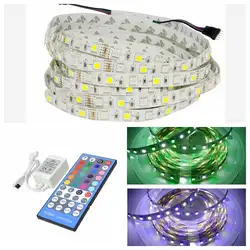 SMD 5050 300 светодиодов 60Led/M RGBW/rgbww СИД гибкий RGB + белый/RGB + теплый белый не водонепроницаемый 5 м DC12V + 40Key пульт дистанционного управления