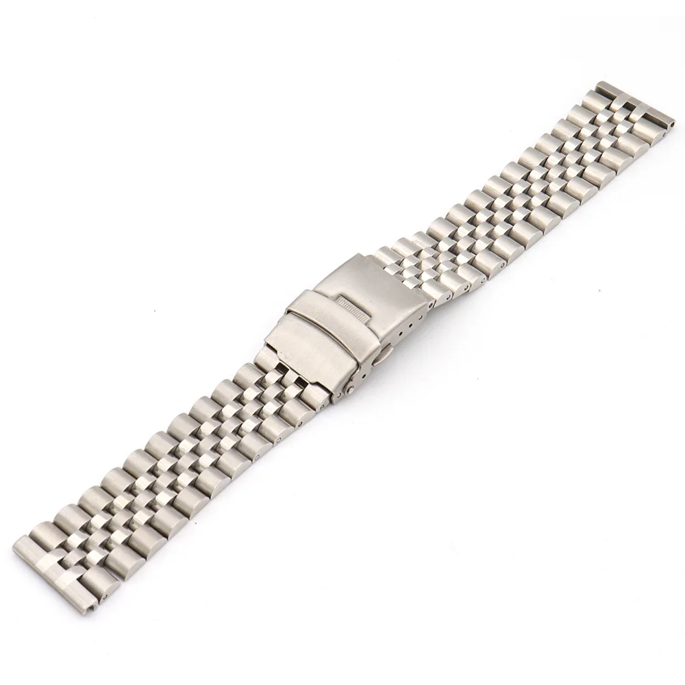 20 22 24mm Silver Top Stainless Steel Jubilee Bracelet Wristband