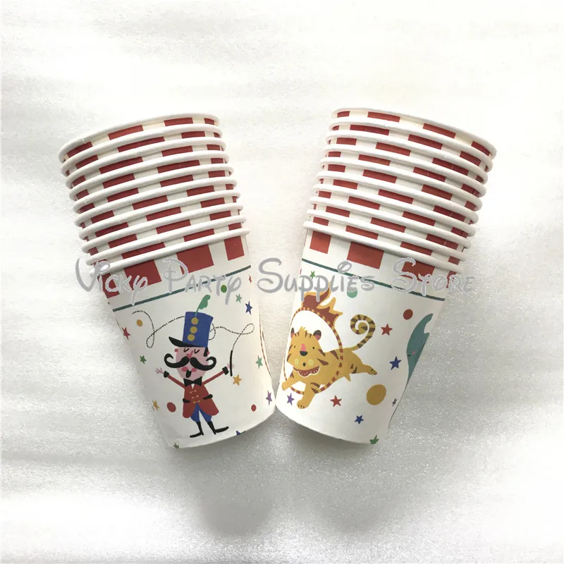 

10pcs/lot Creative Circus Cups Theme Cartoon Birthday Party Tablewear Disposable Plate Circus Banner Party Supplies Decoration